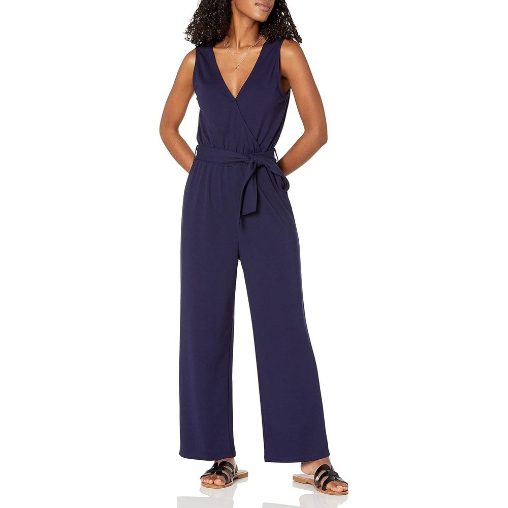 The Drop Women's @caralynmirand Sleeveless Wrap Jumpsuit/Blue-Size Large NWT